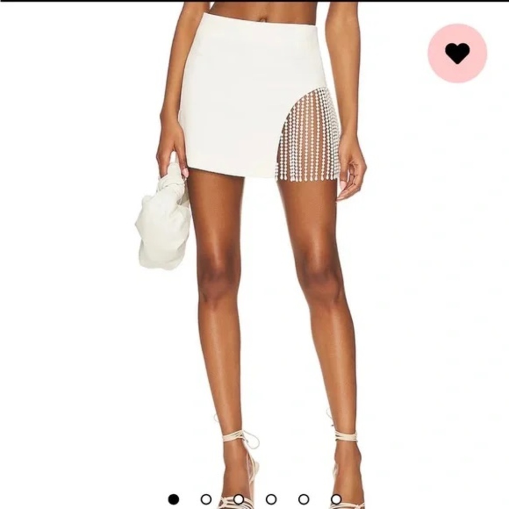 Elegant White Skirt with Pearl Detailing